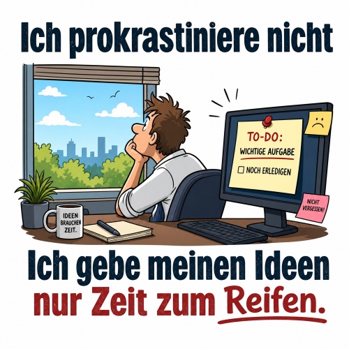 Tasse »Ich prokrastiniere nicht – Ideen reifen lassen«