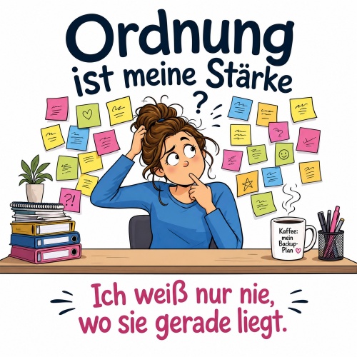 Tasse »Ordnung ist meine Stärke. Ich weiß nur nie, wo sie liegt«