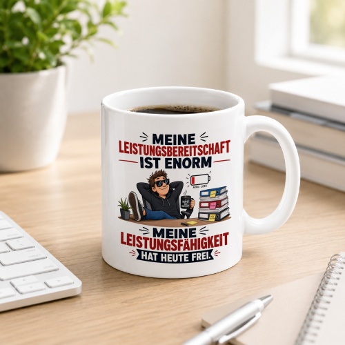 Tasse »Meine Leistungsbereitschaft ist enorm«