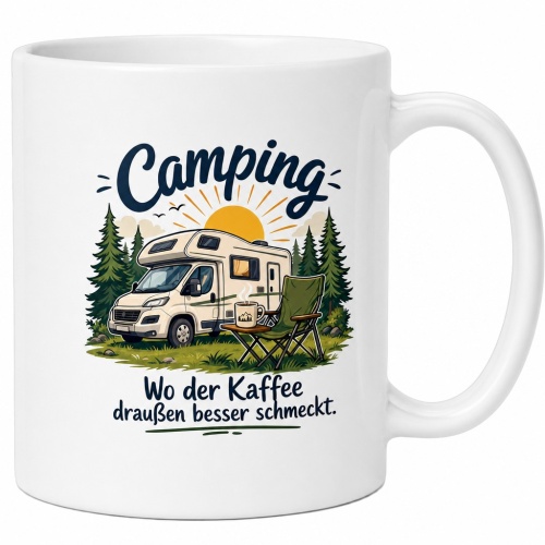 Tasse »Camping – Wo der Kaffee draußen...