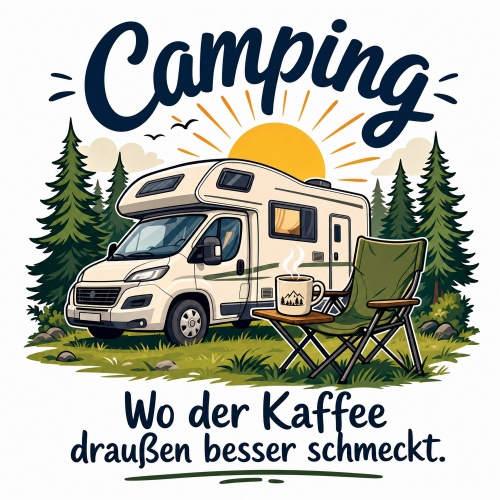 Tasse »Camping – Wo der Kaffee draußen...