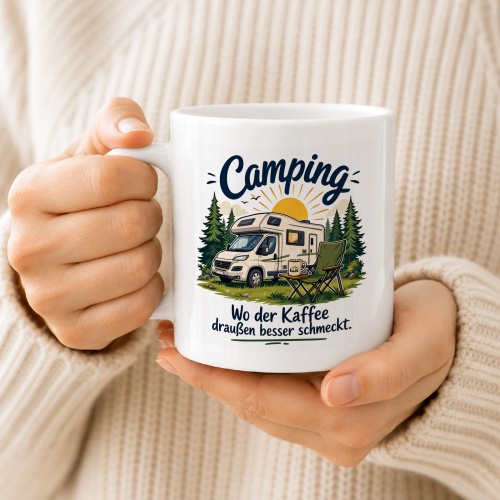 Tasse »Camping – Wo der Kaffee draußen besser schmeckt«