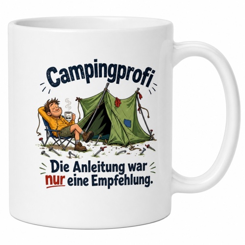 Tasse »Campingprofi – Die Anleitung war nur...