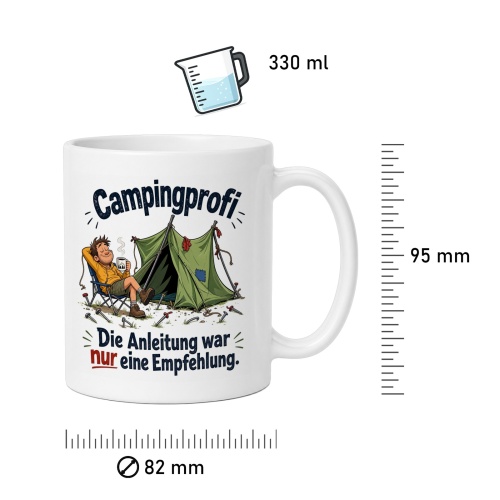 Tasse »Campingprofi – Die Anleitung war nur eine Empfehlung«