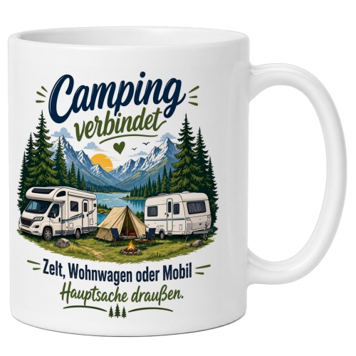 Tasse »Camping verbindet – Hauptsache...