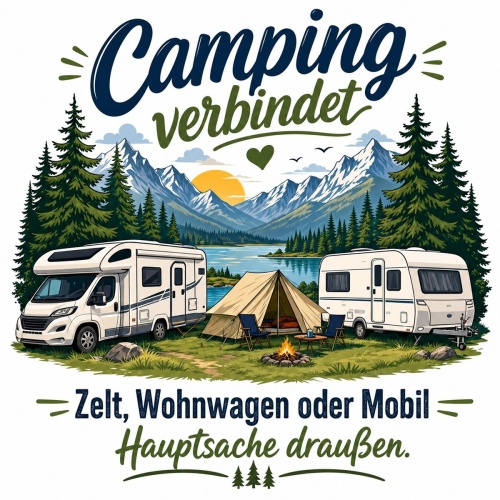 Tasse »Camping verbindet – Hauptsache draußen«