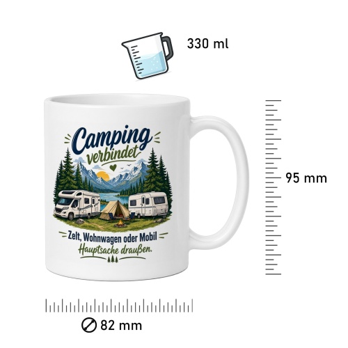 Tasse »Camping verbindet – Hauptsache draußen«