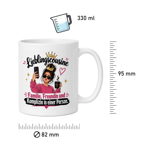 Tasse »Lieblingscousine – Familie, Freundin, Komplizin«