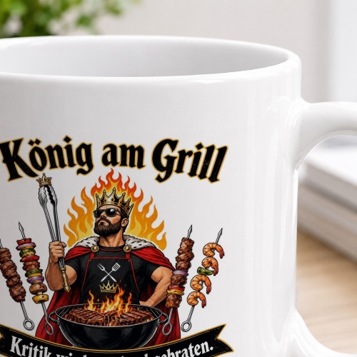 Tasse »König am Grill – Kritik wird gut durchgebraten«