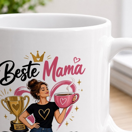 Tasse »Beste Mama – Nicht perfekt. Nur verdammt nah dran.«