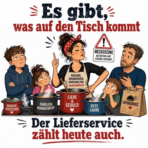 Tasse »Es gibt, was auf den Tisch kommt«