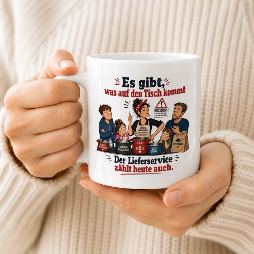 Tasse »Es gibt, was auf den Tisch kommt«