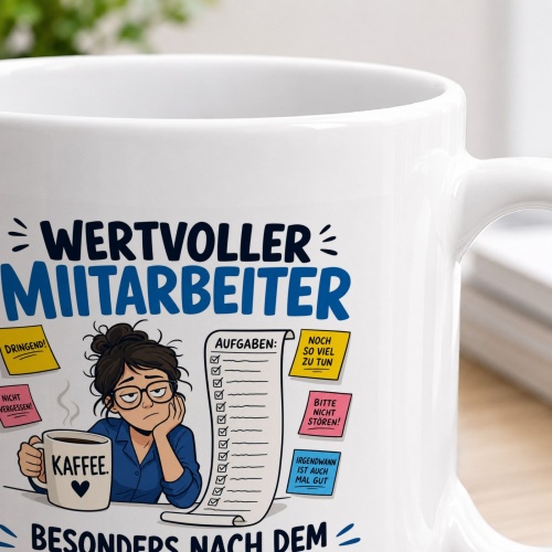 Tasse »Wertvoller Mitarbeiter – Besonders nach dem zweiten Kaffee«