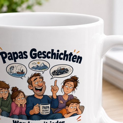Tasse »Papas Geschichten werden historisch wertvoll«