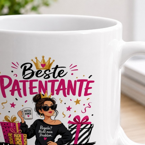 Tasse »Beste Patentante – Weniger Regeln. Mehr Geschenke.«