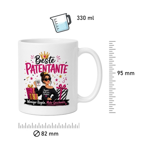 Tasse »Beste Patentante – Weniger Regeln. Mehr Geschenke.«
