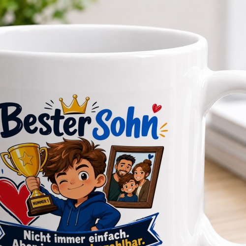 Tasse »Bester Sohn – Nicht immer einfach. Aber unbezahbar.«