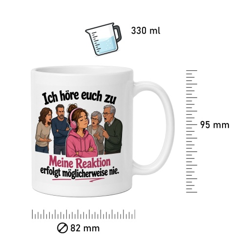 Tasse »Ich höre euch zu. Meine Reaktion erfolgt möglicherweise nie.«