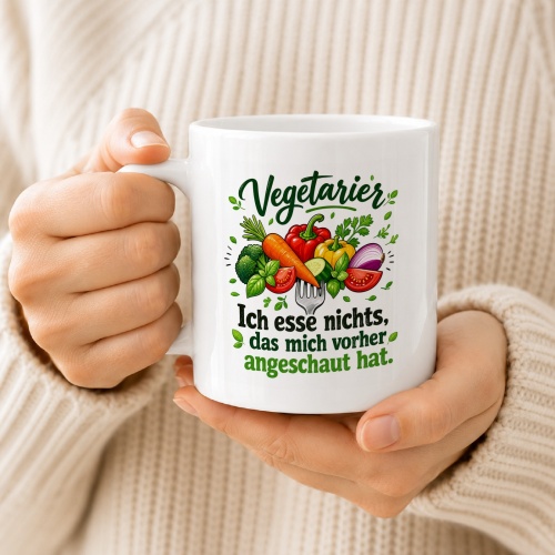 Tasse »Vegetarier – Ich esse nichts, das mich angeschaut hat«