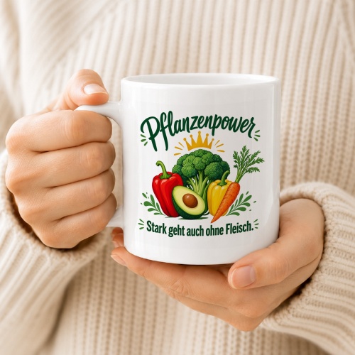 Tasse »Pflanzenpower – Stark geht auch ohne Fleisch«
