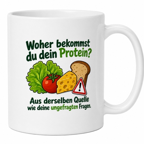 Tasse »Woher bekommst du dein Protein?«