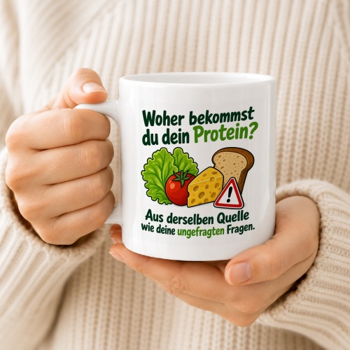 Tasse »Woher bekommst du dein Protein?«