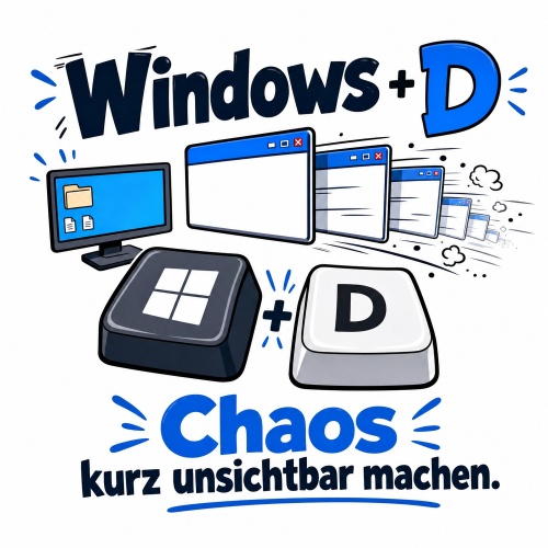 Tasse »Windows+D Chaos kurz unsichtbar machen«