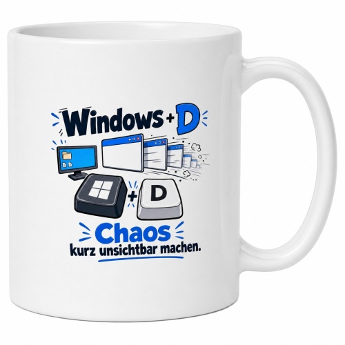 Tasse »Windows+D Chaos kurz unsichtbar machen«