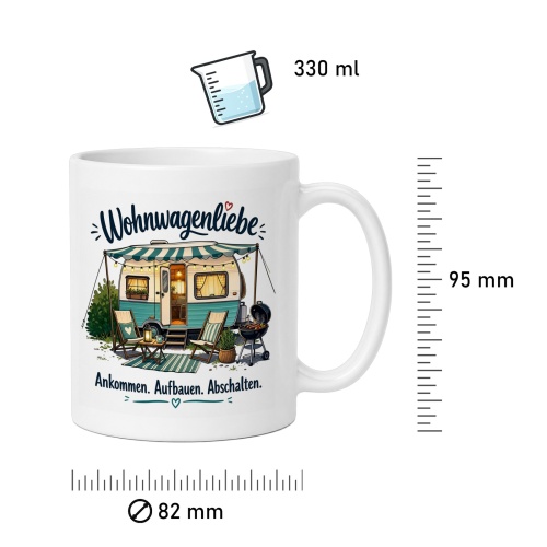 Tasse »Wohnwagenliebe – Ankommen. Aufbauen. Abschalten.«