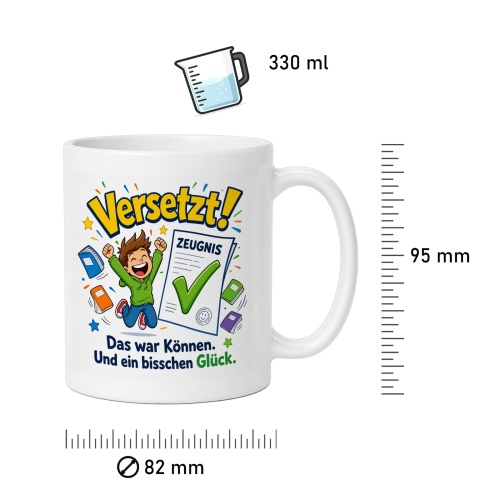 Tasse »Versetzt! Das war Können. Und ein bisschen Glück.«