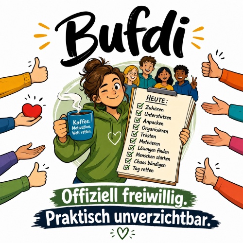 Tasse »Bufdi – Offiziell freiwillig....