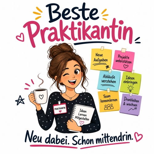 Tasse »Beste Praktikantin – Neu dabei. Schon...