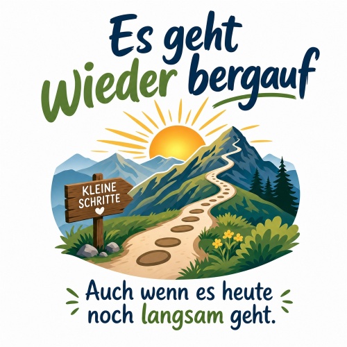 Tasse »Es geht wieder bergauf«