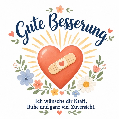 Tasse »Gute Besserung – Herz & Blumen«