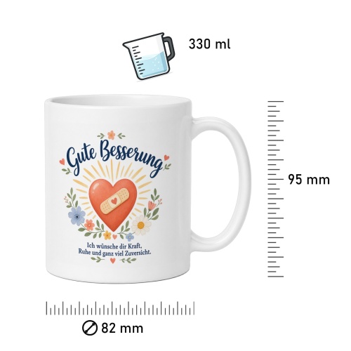 Tasse »Gute Besserung – Herz & Blumen«