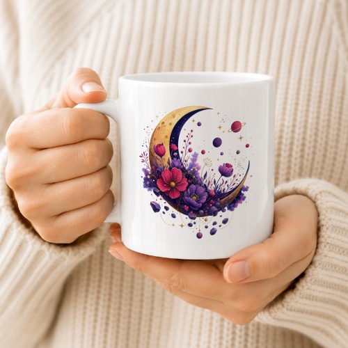 Tasse »Blumenmond & Galaxie-Fantasie«