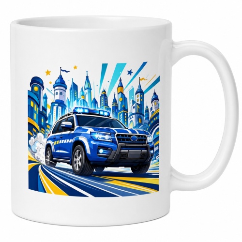Tasse »Polizeiauto in der Stadt«