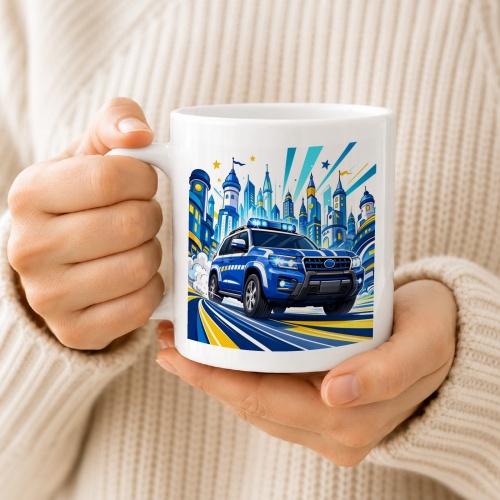 Tasse »Polizeiauto in der Stadt«