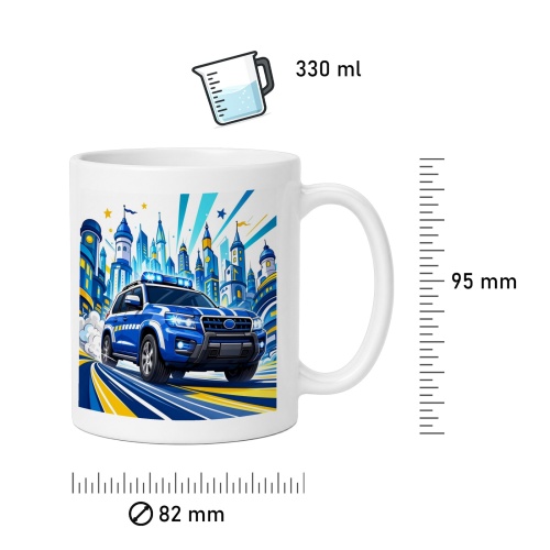 Tasse »Polizeiauto in der Stadt«