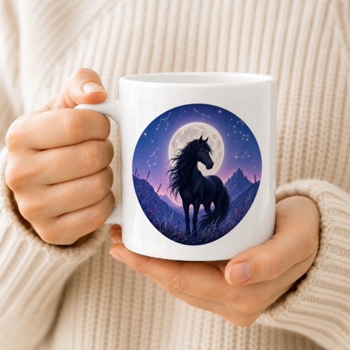 Tasse »Schwarzes Pferd im Mondlicht«