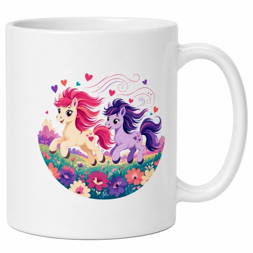Tasse »Bunte Ponys & Herzchenwiese«