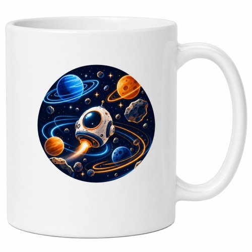 Tasse »Weltraum mit Rakete & Planeten«