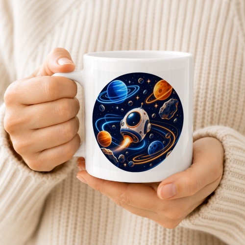 Tasse »Weltraum mit Rakete & Planeten«