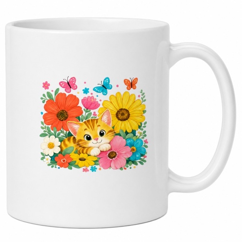 Tasse »Katze im Blumenmeer«