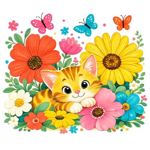 Tasse »Katze im Blumenmeer«
