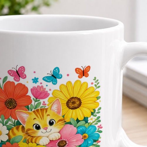 Tasse »Katze im Blumenmeer«
