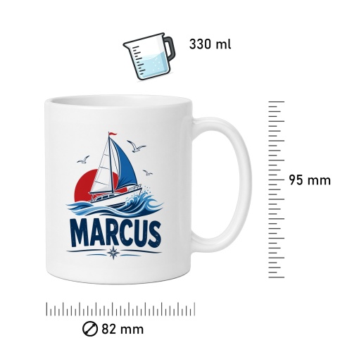 Tasse »Segelboot mit Name Marcus«