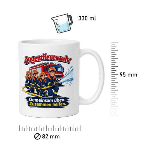Tasse »Gemeinsam üben. Zusammen helfen.« Jugendfeuerwehr