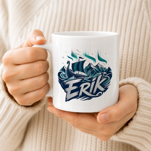 Tasse »Erik – Wikingerschiff & Nordlicht«