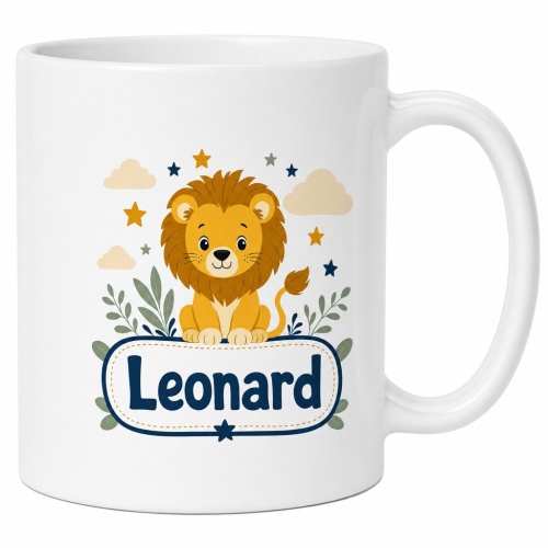 Tasse »Löwenmotiv mit Name Leonard«